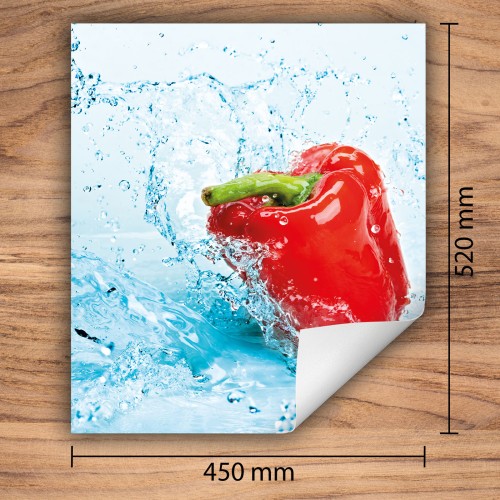 Mata ochronna na kuchenkę indukcyjną 45x52 cm - Mata antypoślizgowa na blat - Płyta ochronna zwijana - Dekoracja do kuchni - Więcej miejsca - Czerwona papryka