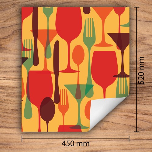Mata ochronna na kuchenkę indukcyjną 45x52 cm - Mata antypoślizgowa na blat - Płyta ochronna zwijana - Dekoracja do kuchni - Więcej miejsca - Kolorowa sztućce