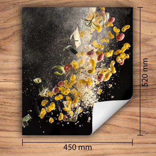 Mata ochronna na kuchenkę indukcyjną 45x52 cm - Mata antypoślizgowa na blat - Płyta ochronna zwijana - Dekoracja do kuchni - Więcej miejsca - Żywność czarna