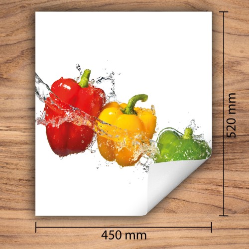 Mata ochronna na kuchenkę indukcyjną 45x52 cm - Mata antypoślizgowa na blat - Płyta ochronna zwijana - Dekoracja do kuchni - Więcej miejsca - Papryka Biała