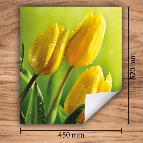 Mata ochronna na kuchenkę indukcyjną 45x52 cm - Mata antypoślizgowa na blat - Płyta ochronna zwijana - Dekoracja do kuchni - Więcej miejsca - Tulipany Żółta