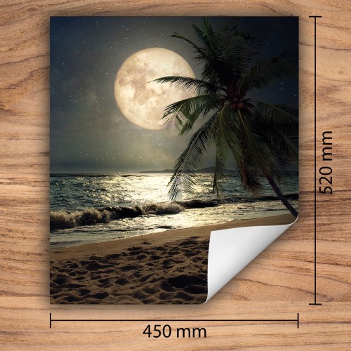 Mata ochronna na kuchenkę indukcyjną 45x52 cm - Mata antypoślizgowa na blat - Płyta ochronna zwijana - Dekoracja do kuchni - Więcej miejsca - Plaża Księżyc