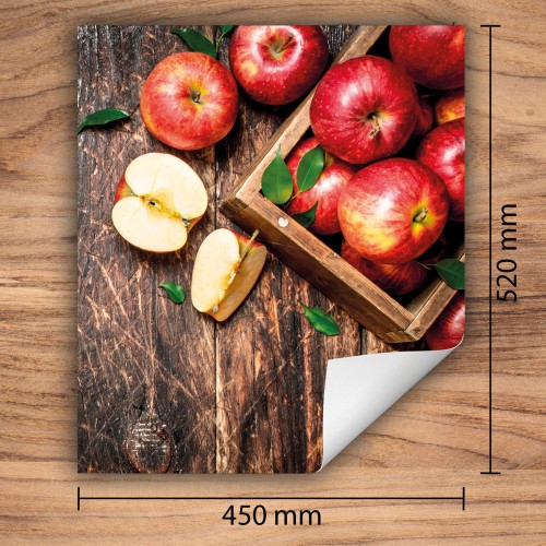 Mata ochronna na kuchenkę indukcyjną 45x52 cm - Mata antypoślizgowa na blat - Płyta ochronna zwijana - Dekoracja do kuchni - Więcej miejsca - Czerwone jabłka