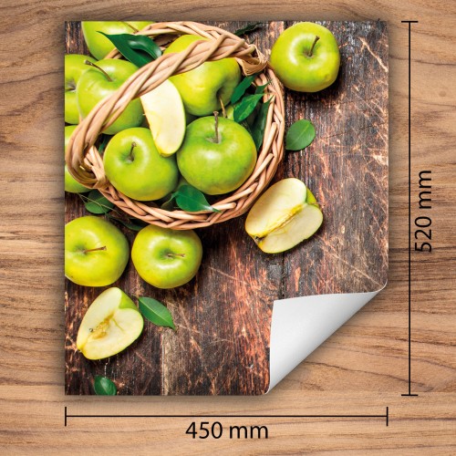 Mata ochronna na kuchenkę indukcyjną 45x52 cm - Mata antypoślizgowa na blat - Płyta ochronna zwijana - Dekoracja do kuchni - Więcej miejsca - Zielone jabłka
