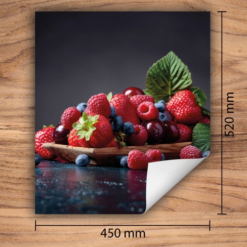 Mata ochronna na kuchenkę indukcyjną 45x52 cm - Mata antypoślizgowa na blat - Płyta ochronna zwijana - Dekoracja do kuchni - Więcej miejsca - Truskawki Owoce