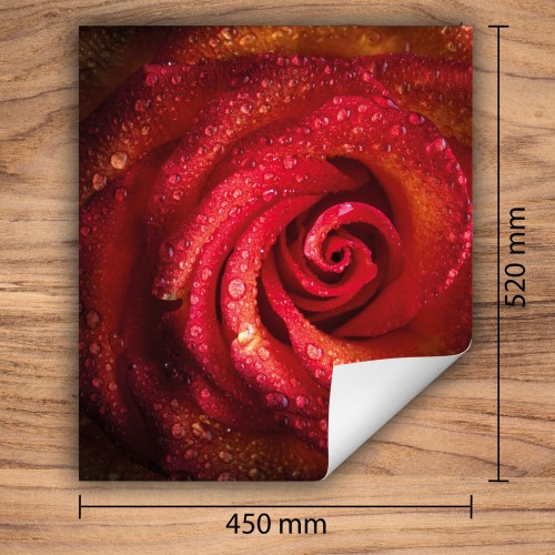 Mata ochronna na kuchenkę indukcyjną 45x52 cm - Mata antypoślizgowa na blat - Płyta ochronna zwijana - Dekoracja do kuchni - Więcej miejsca - Czerwona róża