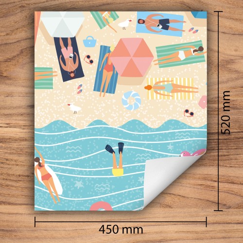 Mata ochronna na kuchenkę indukcyjną 45x52 cm - Mata antypoślizgowa na blat - Płyta ochronna zwijana - Dekoracja do kuchni - Więcej miejsca - Lato plaża