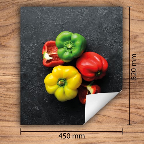Mata ochronna na kuchenkę indukcyjną 45x52 cm - Mata antypoślizgowa na blat - Płyta ochronna zwijana - Dekoracja do kuchni - Więcej miejsca - Papryka Kolorowa
