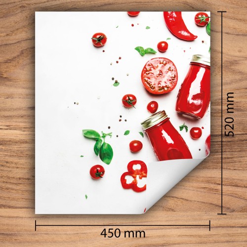 Mata ochronna na kuchenkę indukcyjną 45x52 cm - Mata antypoślizgowa na blat - Płyta ochronna zwijana - Dekoracja do kuchni - Więcej miejsca - Czerwona papryka