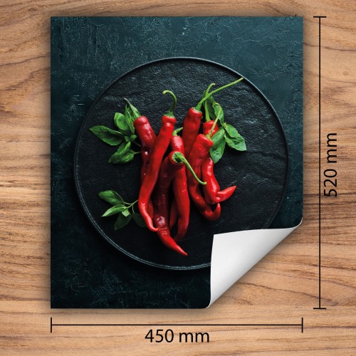 Mata ochronna na kuchenkę indukcyjną 45x52 cm - Mata antypoślizgowa na blat - Płyta ochronna zwijana - Dekoracja do kuchni - Więcej miejsca - Chili Czerwona