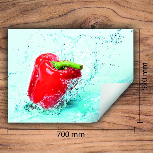 Mata ochronna na kuchenkę indukcyjną 70x52 cm - Mata antypoślizgowa na blat - Płyta ochronna zwijana - Dekoracja do kuchni - Więcej miejsca - Czerwona papryka