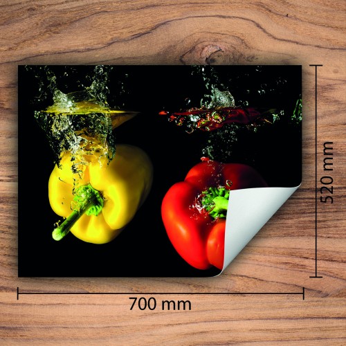 Mata ochronna na kuchenkę indukcyjną 70x52 cm - Mata antypoślizgowa na blat - Płyta ochronna zwijana - Dekoracja do kuchni - Więcej miejsca - Czarna papryka