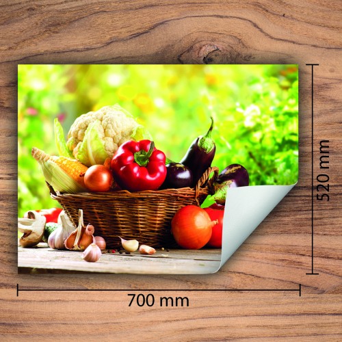 Mata ochronna na kuchenkę indukcyjną 70x52 cm - Mata antypoślizgowa na blat - Płyta ochronna zwijana - Dekoracja do kuchni - Więcej miejsca - Warzywa Kolorowa