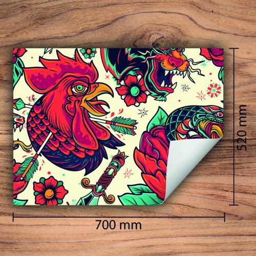 Mata ochronna na kuchenkę indukcyjną 70x52 cm - Mata antypoślizgowa na blat - Płyta ochronna zwijana - Dekoracja do kuchni - Więcej miejsca - Zwierzęta Czerwona