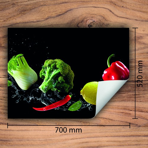 Mata ochronna na kuchenkę indukcyjną 70x52 cm - Mata antypoślizgowa na blat - Płyta ochronna zwijana - Dekoracja do kuchni - Więcej miejsca - Czarna warzywa
