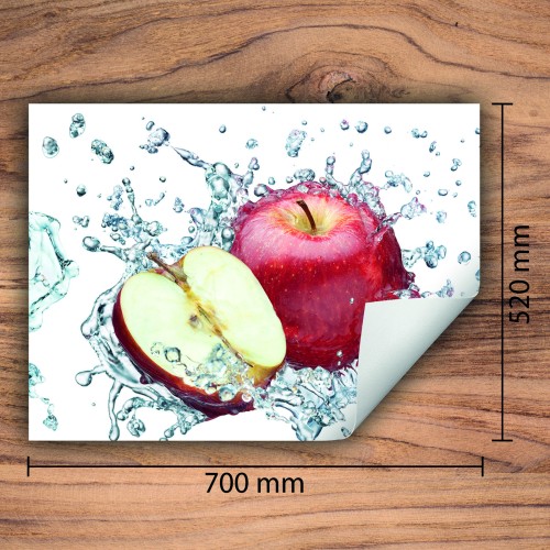 Mata ochronna na kuchenkę indukcyjną 70x52 cm - Mata antypoślizgowa na blat - Płyta ochronna zwijana - Dekoracja do kuchni - Więcej miejsca - Jabłka Czerwony