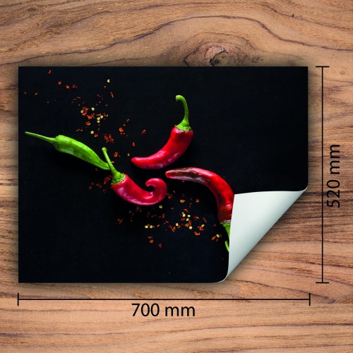 Mata ochronna na kuchenkę indukcyjną 70x52 cm - Mata antypoślizgowa na blat - Płyta ochronna zwijana - Dekoracja do kuchni - Więcej miejsca - Chilli Czarna