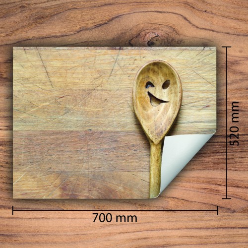 Mata ochronna na kuchenkę indukcyjną 70x52 cm - Mata antypoślizgowa na blat - Płyta ochronna zwijana - Dekoracja do kuchni - Więcej miejsca - Drewno łyżka