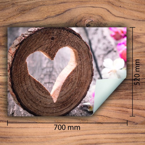 Mata ochronna na kuchenkę indukcyjną 70x52 cm - Mata antypoślizgowa na blat - Płyta ochronna zwijana - Dekoracja do kuchni - Więcej miejsca - Drewno serce