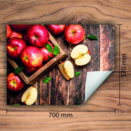 Mata ochronna na kuchenkę indukcyjną 70x52 cm - Mata antypoślizgowa na blat - Płyta ochronna zwijana - Dekoracja do kuchni - Więcej miejsca - Czerwone jabłka