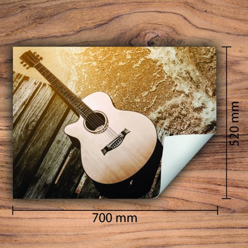 Mata ochronna na kuchenkę indukcyjną 70x52 cm - Mata antypoślizgowa na blat - Płyta ochronna zwijana - Dekoracja do kuchni - Więcej miejsca - Gitara Drewno