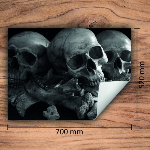Mata ochronna na kuchenkę indukcyjną 70x52 cm - Mata antypoślizgowa na blat - Płyta ochronna zwijana - Dekoracja do kuchni - Więcej miejsca - Czarna czaszka