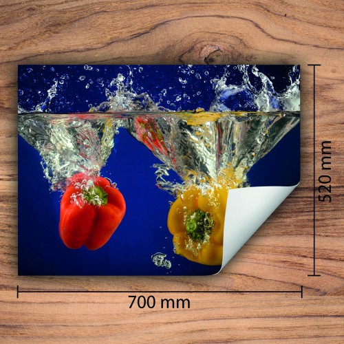 Mata ochronna na kuchenkę indukcyjną 70x52 cm - Mata antypoślizgowa na blat - Płyta ochronna zwijana - Dekoracja do kuchni - Więcej miejsca - Kolorowa papryka