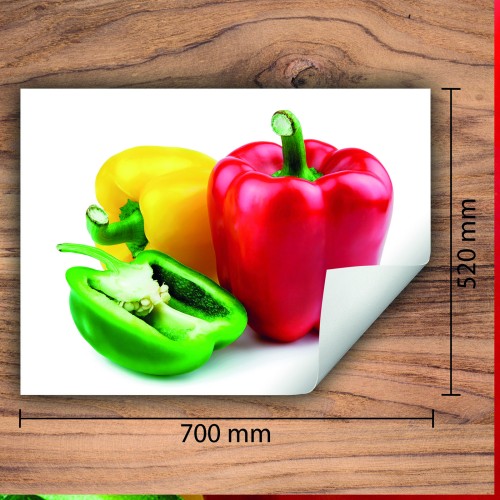 Mata ochronna na kuchenkę indukcyjną 70x52 cm - Mata antypoślizgowa na blat - Płyta ochronna zwijana - Dekoracja do kuchni - Więcej miejsca - Biała papryka