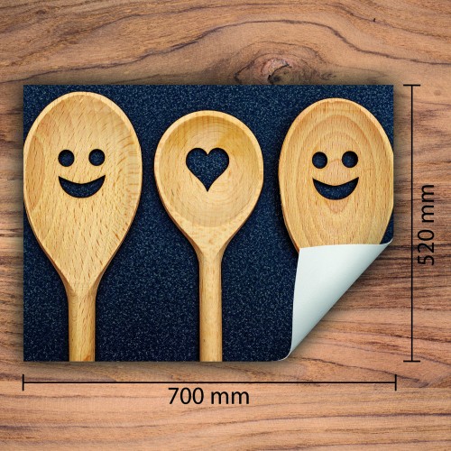 Mata ochronna na kuchenkę indukcyjną 70x52 cm - Mata antypoślizgowa na blat - Płyta ochronna zwijana - Dekoracja do kuchni - Więcej miejsca - Łyżka Szara