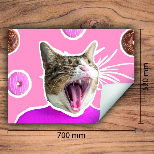 Mata ochronna na kuchenkę indukcyjną 70x52 cm - Mata antypoślizgowa na blat - Płyta ochronna zwijana - Dekoracja do kuchni - Więcej miejsca - Różowa kot