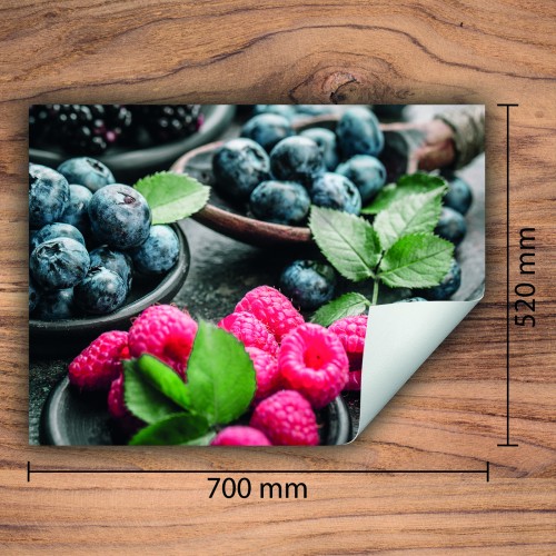 Mata ochronna na kuchenkę indukcyjną 70x52 cm - Mata antypoślizgowa na blat - Płyta ochronna zwijana - Dekoracja do kuchni - Więcej miejsca - Maliny Owoce