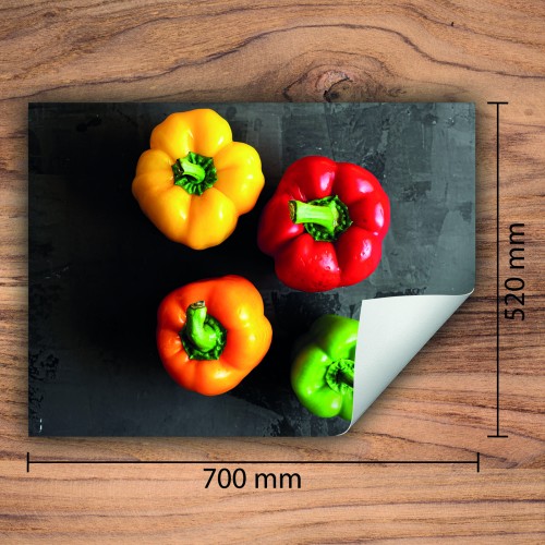 Mata ochronna na kuchenkę indukcyjną 70x52 cm - Mata antypoślizgowa na blat - Płyta ochronna zwijana - Dekoracja do kuchni - Więcej miejsca - Papryka kolorowa