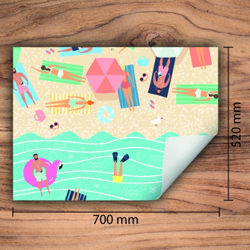 Mata ochronna na kuchenkę indukcyjną 70x52 cm - Mata antypoślizgowa na blat - Płyta ochronna zwijana - Dekoracja do kuchni - Więcej miejsca - Lato plaża