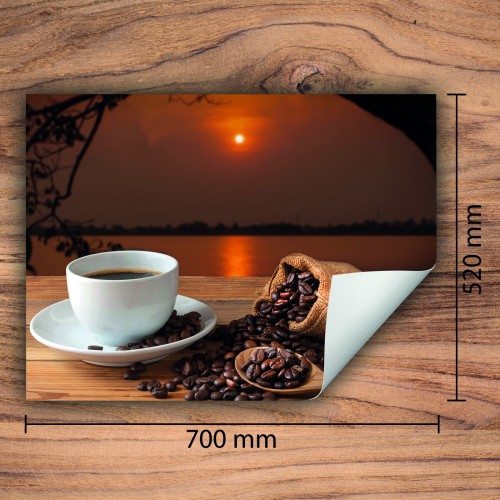 Mata ochronna na kuchenkę indukcyjną 70x52 cm - Mata antypoślizgowa na blat - Płyta ochronna zwijana - Dekoracja do kuchni - Więcej miejsca - Kawa Zachód słońca