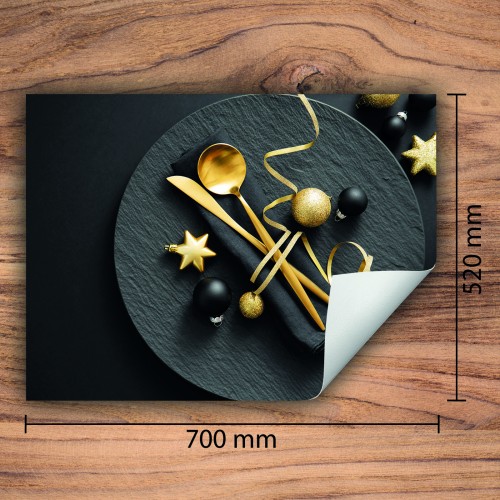 Mata ochronna na kuchenkę indukcyjną 70x52 cm - Mata antypoślizgowa na blat - Płyta ochronna zwijana - Dekoracja do kuchni - Więcej miejsca - Czarna wakacje