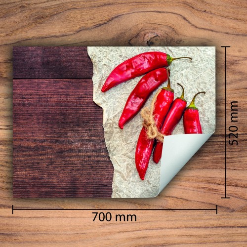 Mata ochronna na kuchenkę indukcyjną 70x52 cm - Mata antypoślizgowa na blat - Płyta ochronna zwijana - Dekoracja do kuchni - Więcej miejsca - Chili Czerwony