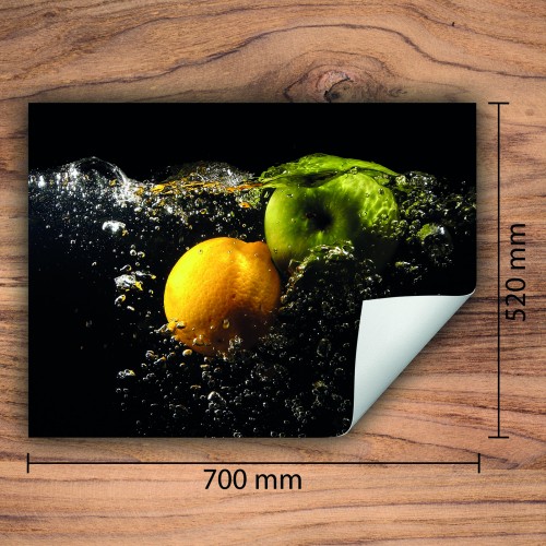Mata ochronna na kuchenkę indukcyjną 70x52 cm - Mata antypoślizgowa na blat - Płyta ochronna zwijana - Dekoracja do kuchni - Więcej miejsca - Czarna owoce