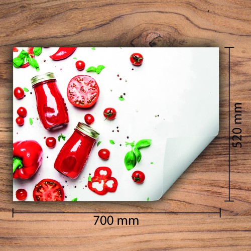 Mata ochronna na kuchenkę indukcyjną 70x52 cm - Mata antypoślizgowa na blat - Płyta ochronna zwijana - Dekoracja do kuchni - Więcej miejsca - Czerwona papryka