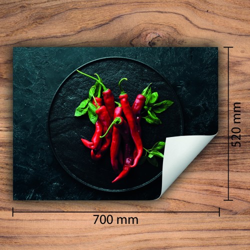Mata ochronna na kuchenkę indukcyjną 70x52 cm - Mata antypoślizgowa na blat - Płyta ochronna zwijana - Dekoracja do kuchni - Więcej miejsca - Chili Czerwona