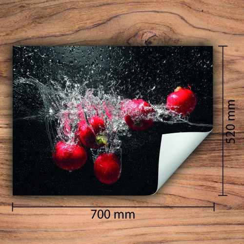 Mata ochronna na kuchenkę indukcyjną 70x52 cm - Mata antypoślizgowa na blat - Płyta ochronna zwijana - Dekoracja do kuchni - Więcej miejsca - Czerwona owoce