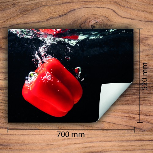 Mata ochronna na kuchenkę indukcyjną 70x52 cm - Mata antypoślizgowa na blat - Płyta ochronna zwijana - Dekoracja do kuchni - Więcej miejsca - Czerwona papryka