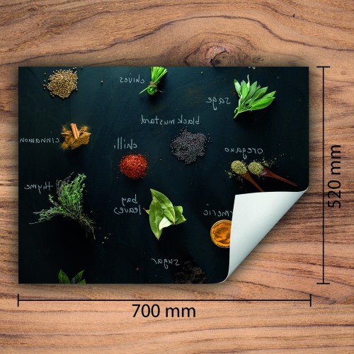 Mata ochronna na kuchenkę indukcyjną 70x52 cm - Mata antypoślizgowa na blat - Płyta ochronna zwijana - Dekoracja do kuchni - Więcej miejsca - Przyprawy Zioła