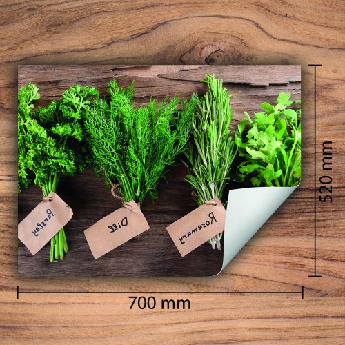 Mata ochronna na kuchenkę indukcyjną 70x52 cm - Mata antypoślizgowa na blat - Płyta ochronna zwijana - Dekoracja do kuchni - Więcej miejsca - Drewno Zioła