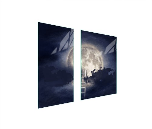 SZKLANA PŁYTA OCHRONNA NA KUCHENKĘ 75x52 Księżyc
