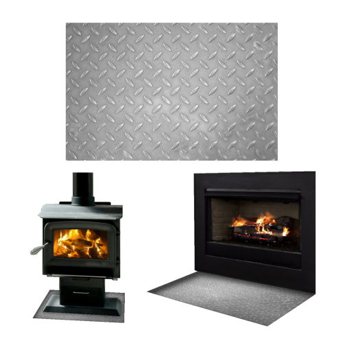 SZYBA POD KOMINEK SZKŁO HARTOWANE PODSTAWKA WYMIAR 60x52cm GRAFIKA METAL