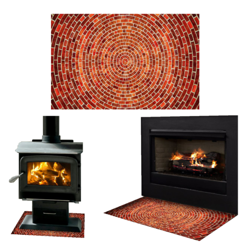 SZYBA POD KOMINEK SZKŁO HARTOWANE PODSTAWKA WYMIAR 65x60cm z GRAFIKĄ CEGŁA