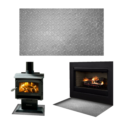 SZYBA POD KOMINEK SZKŁO HARTOWANE PODSTAWKA WYMIAR 65x60cm GRAFIKA METAL