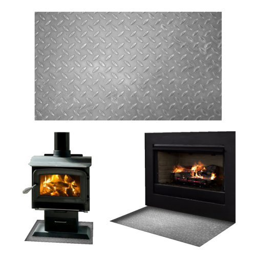 SZYBA POD KOMINEK SZKŁO HARTOWANE PODSTAWKA WYMIAR 80x52cm GRAFIKA METAL