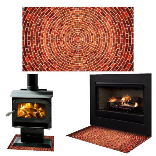 SZYBA POD KOMINEK SZKŁO HARTOWANE PODSTAWKA WYMIAR 90x52cm z GRAFIKĄ CEGŁA