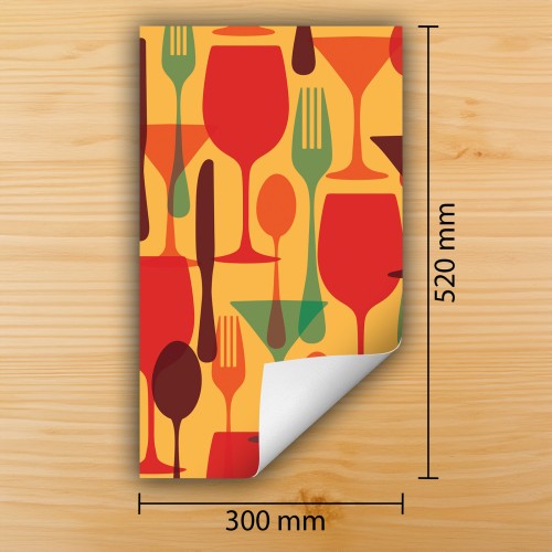 Mata ochronna na kuchenkę indukcyjną 30x52 cm - Mata antypoślizgowa na blat - Płyta ochronna zwijana - Dekoracja do kuchni - Więcej miejsca - Kolorowa sztućce